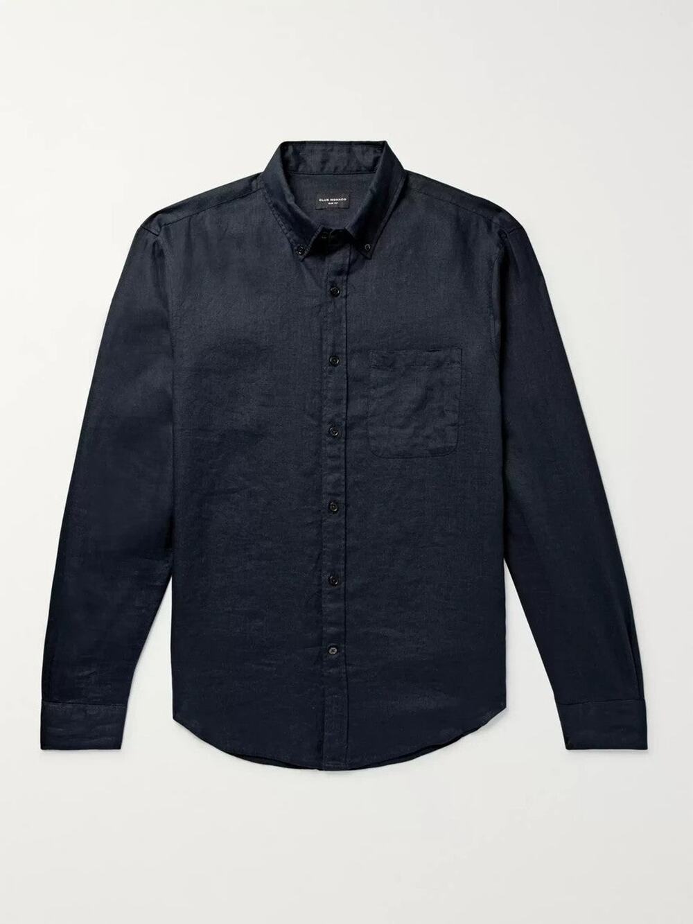 Club Monaco Slim-Fit Button-Down Collar Slub Linen Shirt - M